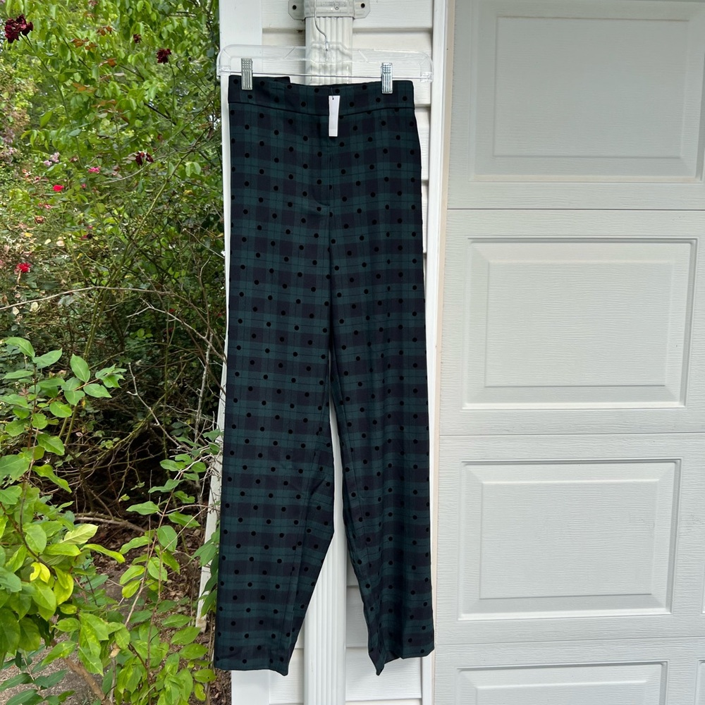 NWT Talbots Fun Blackwatch Plaid Black Polka Dot Wool Blend Ankle Pants - Picture 6 of 6
